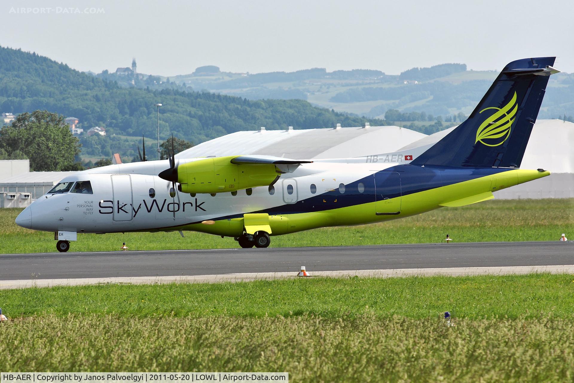 HB-AER, 1996 Dornier 328-110 C/N 3066, SkyWork Airlines Dornier 328-110 landing in LOWL/LNZ