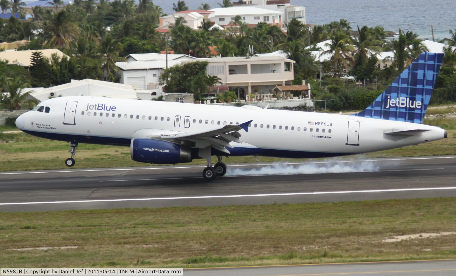 N598JB, 2004 Airbus A320-232 C/N 2314, Jet Blue landing at TNCM