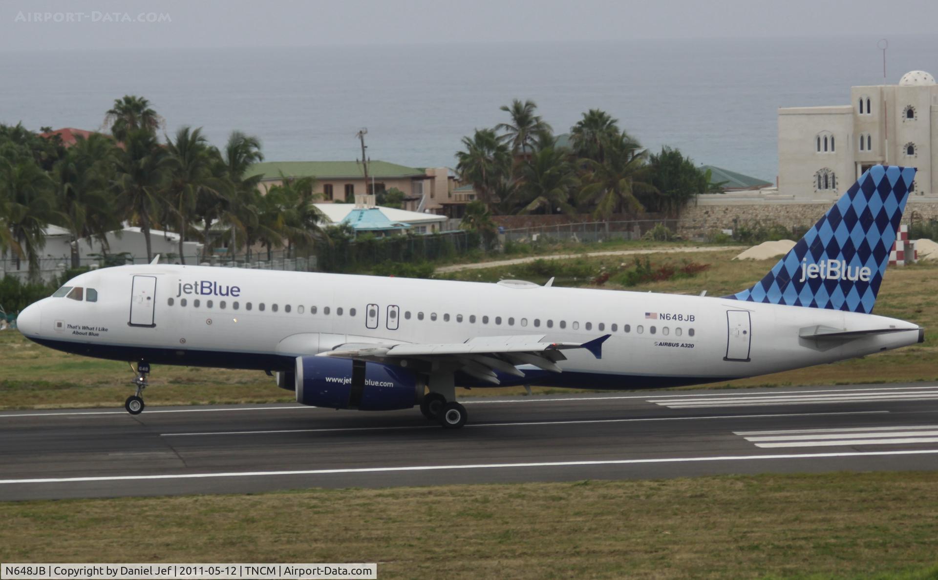 N648JB, 2006 Airbus A320-232 C/N 2970, Jet Blue landing at TNCM