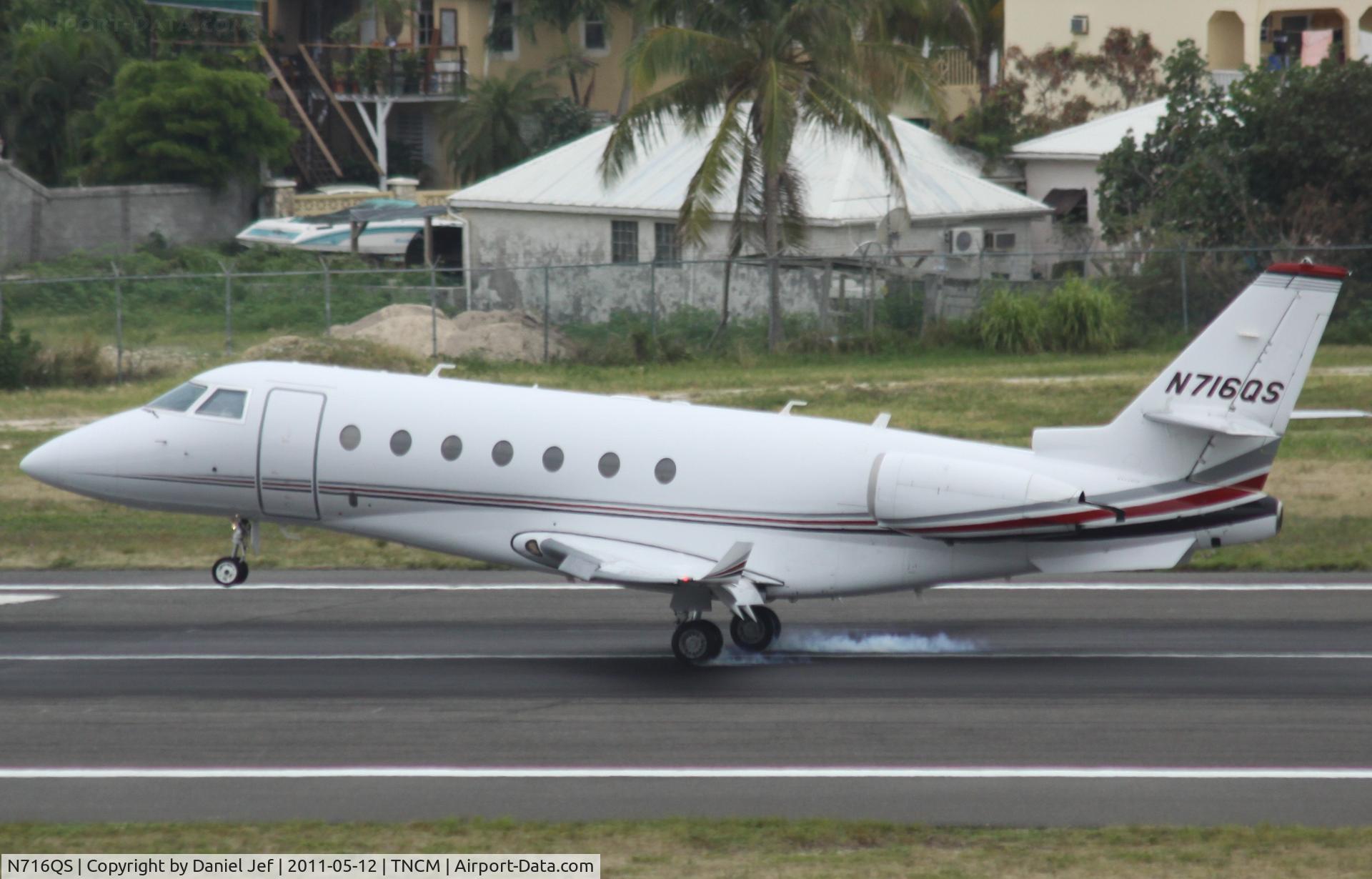 N716QS, 2006 Israel Aircraft Industries Gulfstream 200 C/N 148, N716QS landing at TNCM