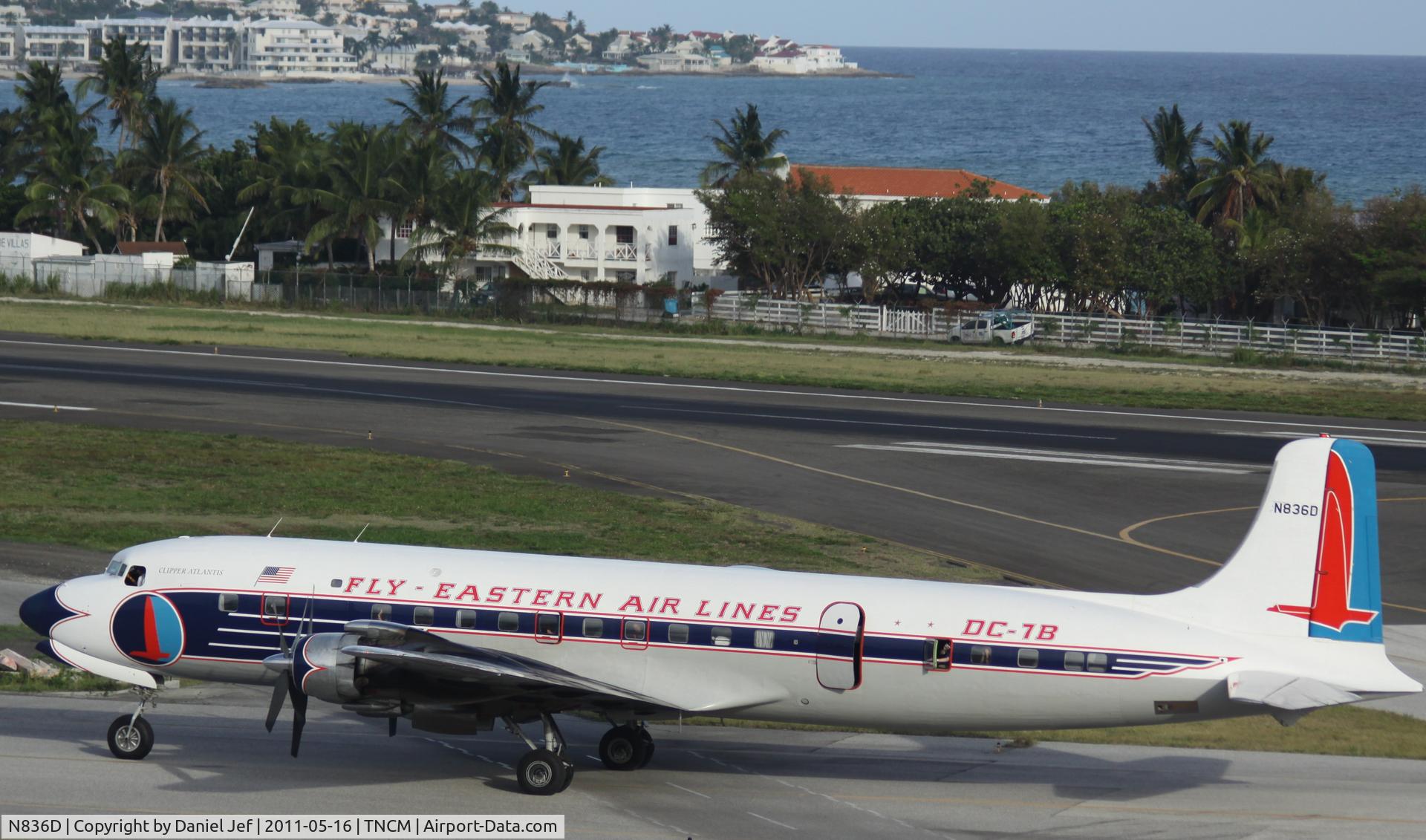 N836D, 1957 Douglas DC-7B C/N 45345, It's taxi time for the N836D at TNCM it seem like its hot up in there!!!!