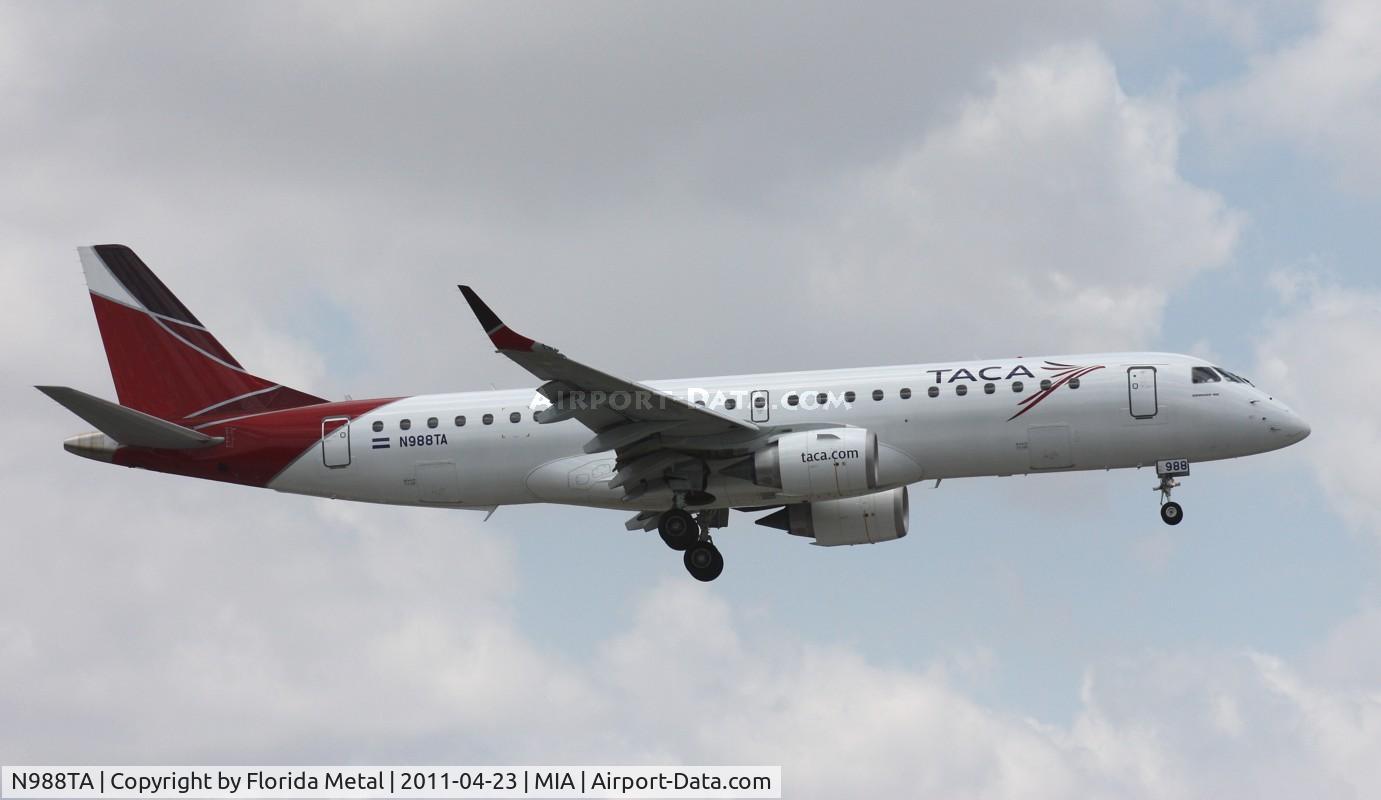 N988TA, 2010 Embraer ERJ-190-100 IGW 190AR C/N 19000399, Taca E190
