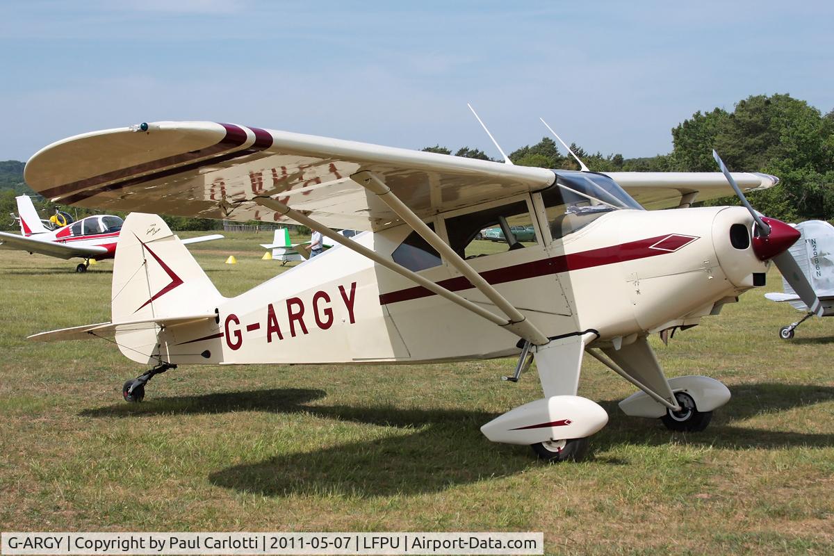 G-ARGY, 1960 Piper PA-22-160(TD) Tri Pacer C/N 22-7620, This PIPER has won the prestigious Schneider Trophy in 1989. Her owner was also the first woman to have won this race. Kudos!