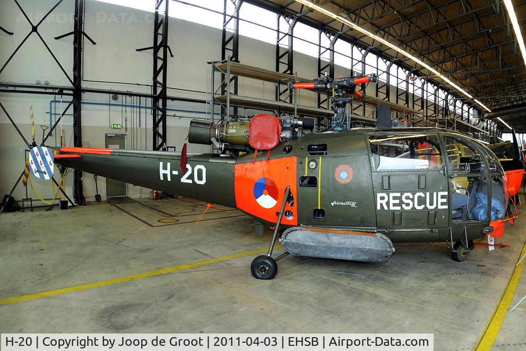 H-20, Sud SE-3160 Alouette III C/N 1320, in the storage of the Militair Luchtvaart Museum at former Soesterberg air base.
