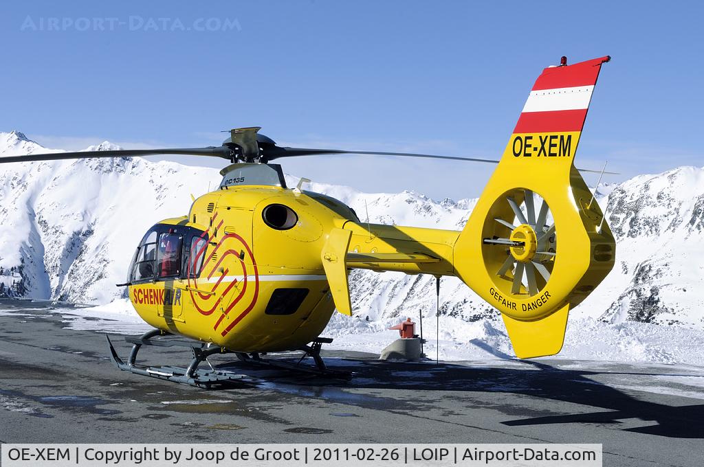OE-XEM, 2001 Eurocopter EC-135T-2 C/N 0196, at Ischgl, at 2290 meter amsl the highest heliport in Europe.