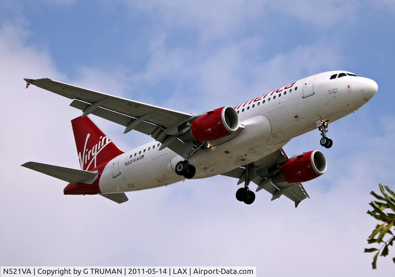 N521VA, 2006 Airbus A319-112 C/N 2773, Landing at LAX on Saturday evening