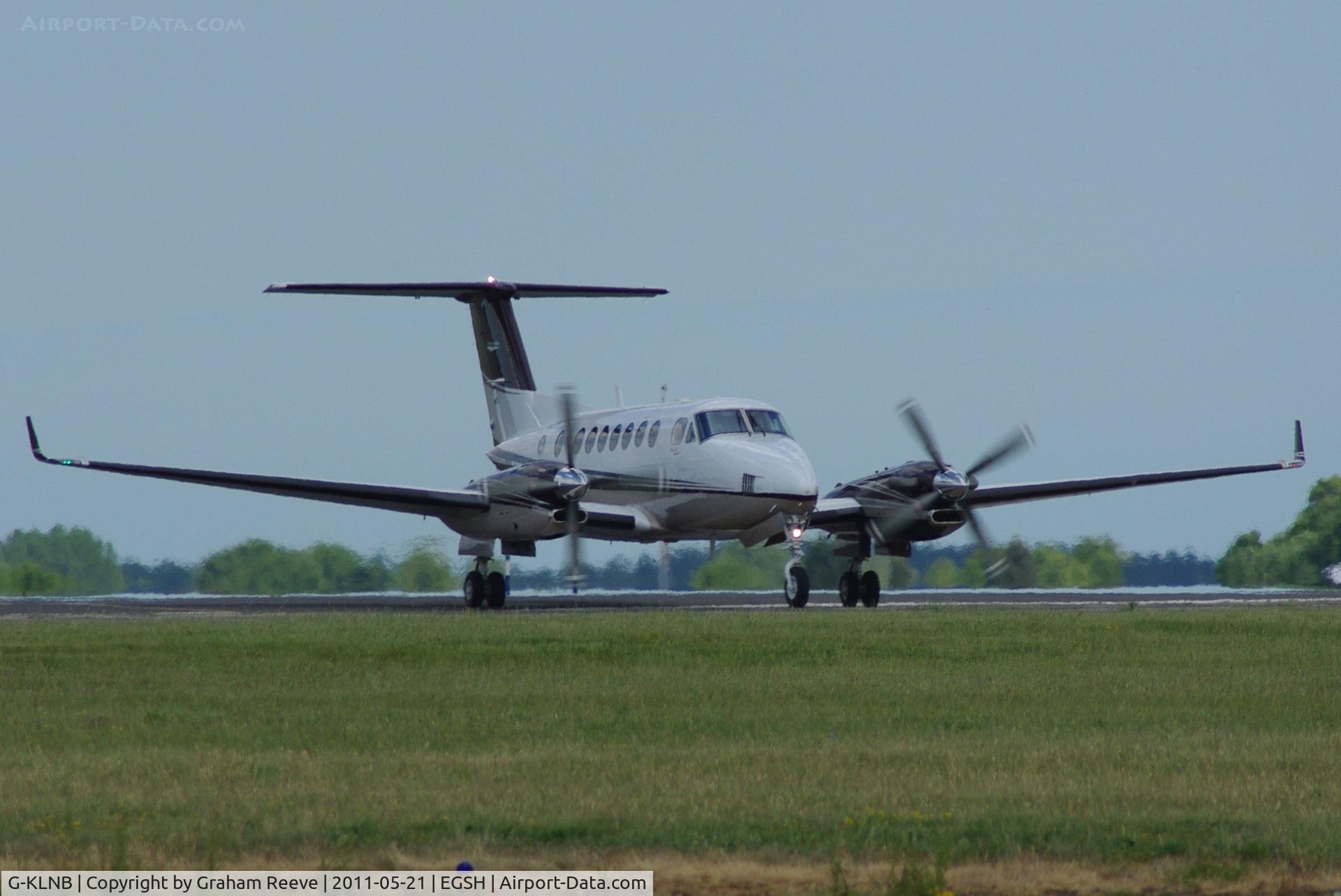 G-KLNB, 2009 Beech Super King Air 350 C/N FL-631, Just landed.