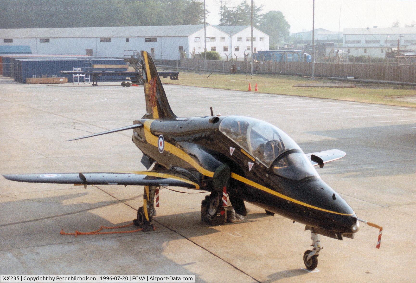 XX235, 1978 Hawker Siddeley Hawk T.1W C/N 071/312071, Another view of the Hawk T.1A of 74[Reserve] Squadron at RAF Valley on the flight-line at the 1996 Royal Intnl Air Tattoo at RAF Fairford.
