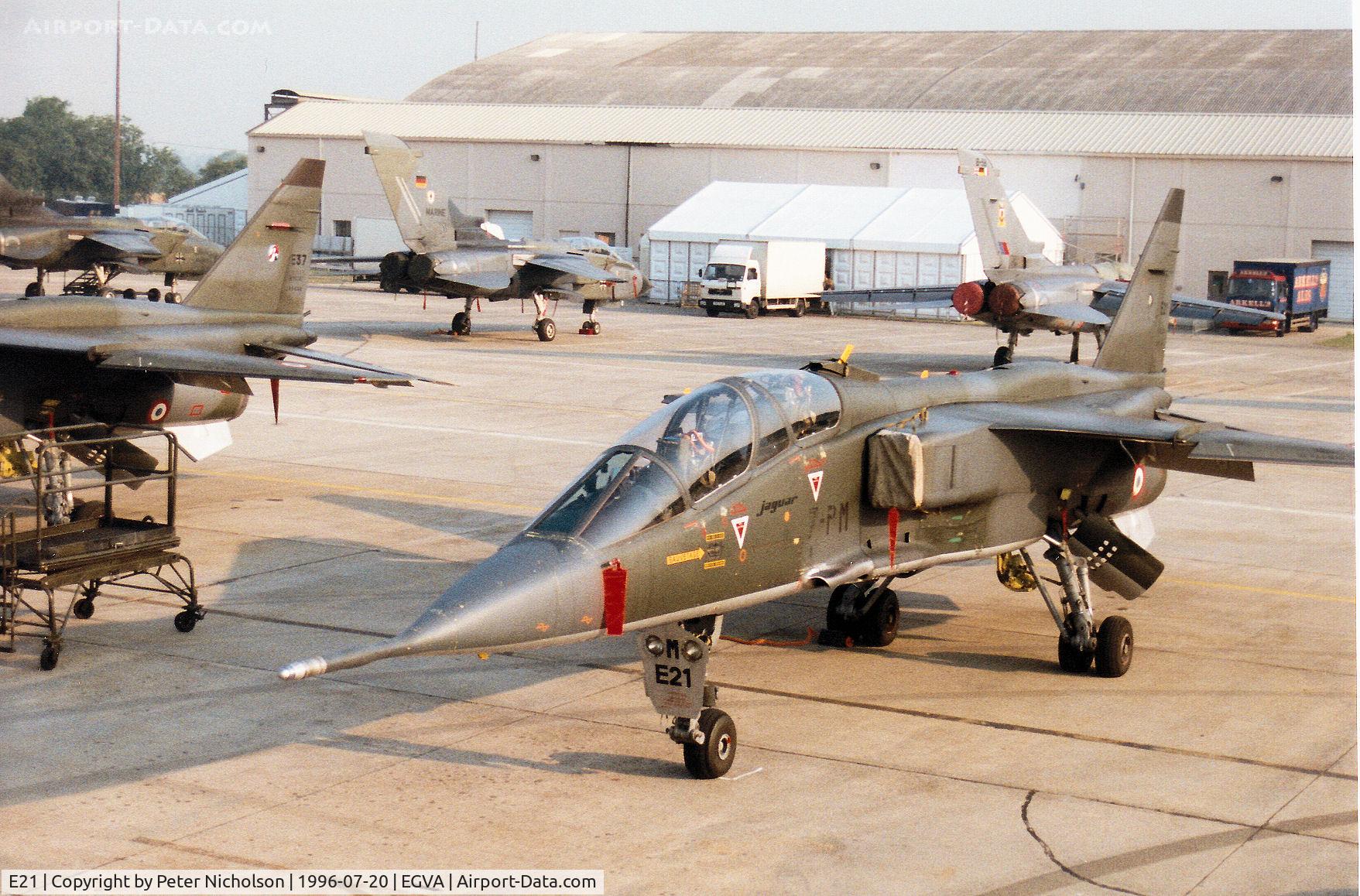 E21, Sepecat Jaguar E C/N E21, French Air Force Jaguar E of EC 02.007 on the flight-line at the 1996 Royal Intnl Air Tattoo at RAF Fairford.