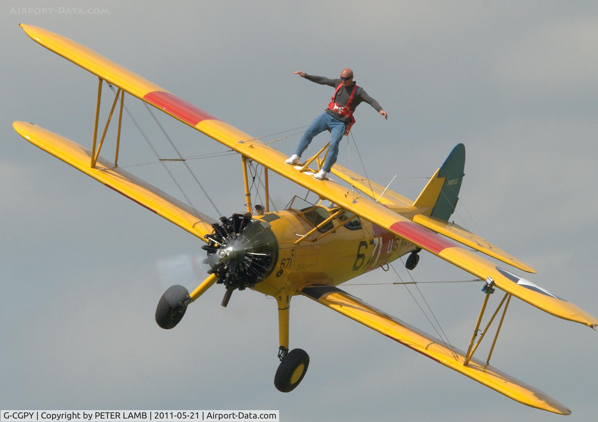 G-CGPY, 1945 Boeing E75N1 C/N 75-5303, Photo taken at Breighton E.Yorks.wing walking weekend