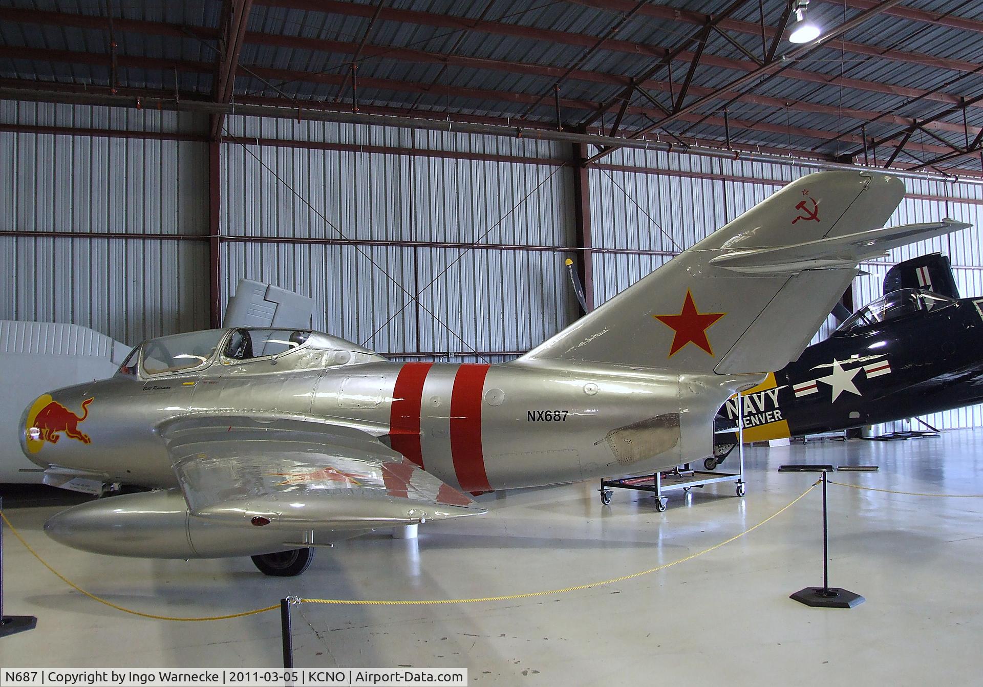 N687, 1953 Mikoyan-Gurevich MiG-15UTI C/N 1A02005, Mikoyan i Gurevich MiG-15UTI MIDGET at the Planes of Fame Air Museum, Chino CA