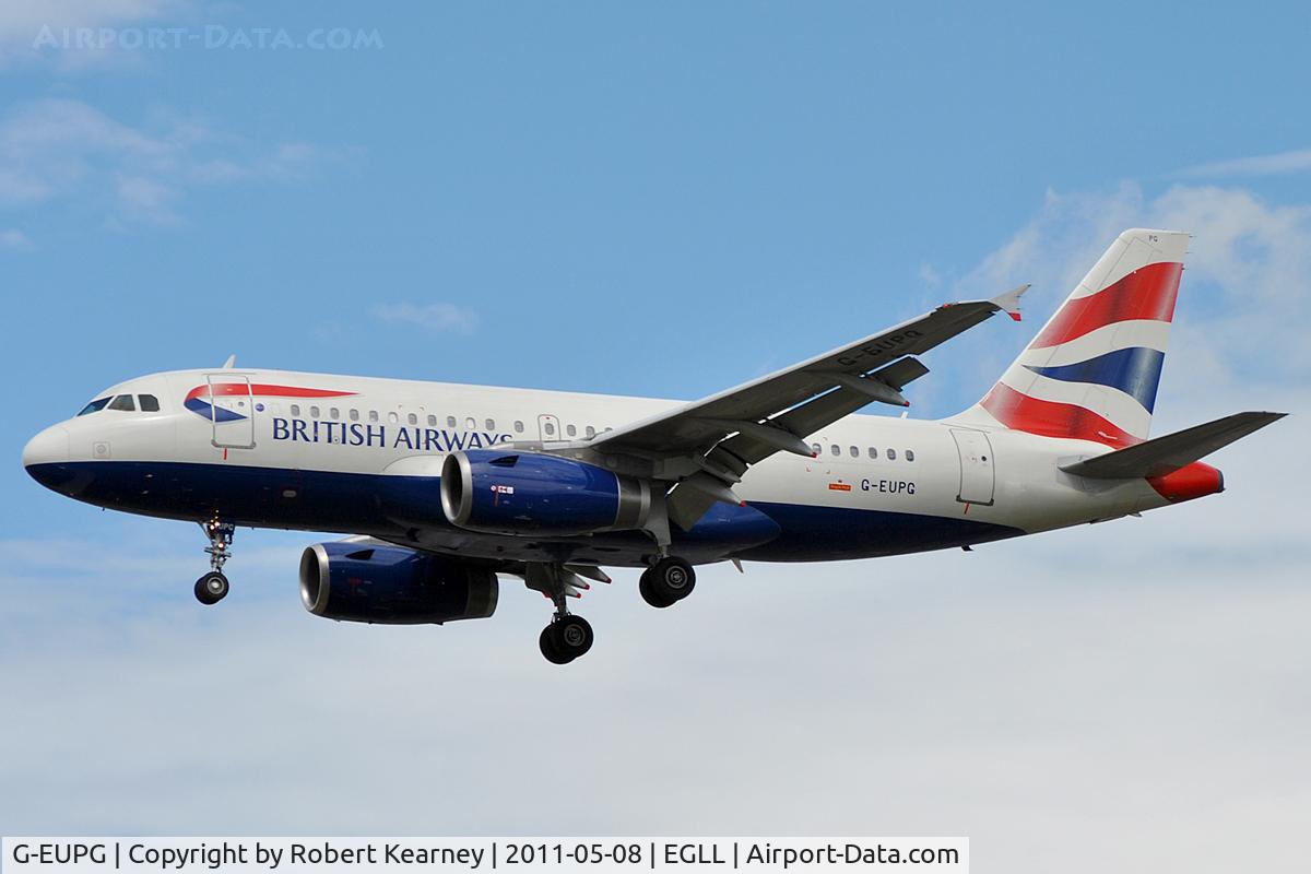 G-EUPG, 2000 Airbus A319-131 C/N 1222, On approach to r/w 27L