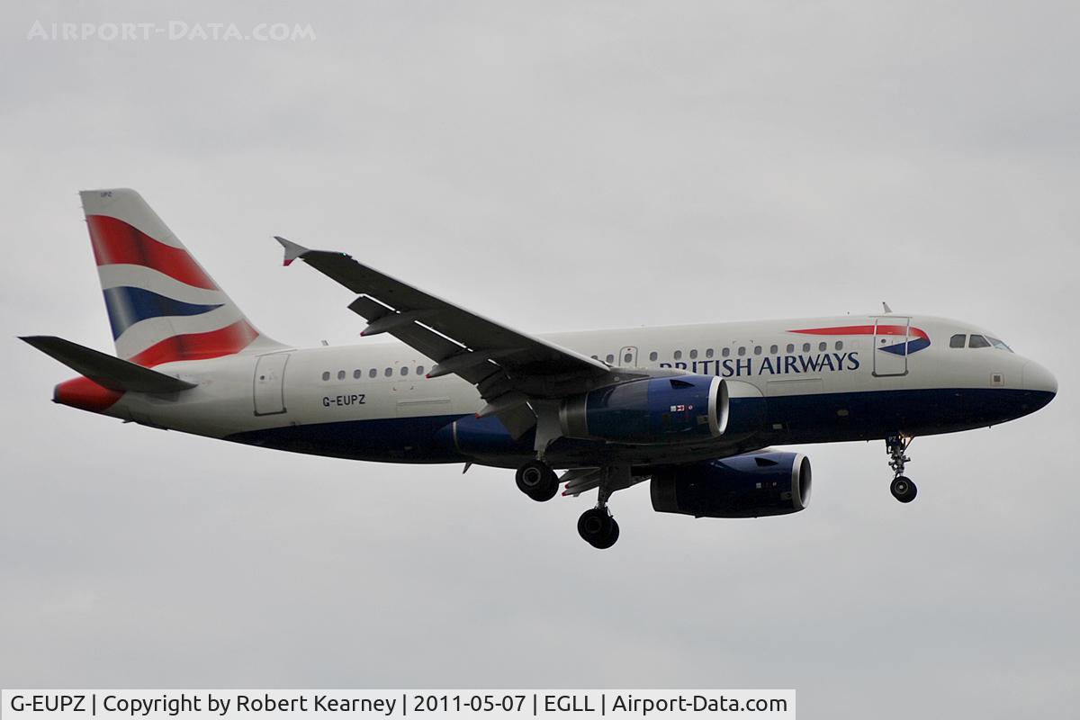 G-EUPZ, 2001 Airbus A319-131 C/N 1510, On approach for r/w 09L
