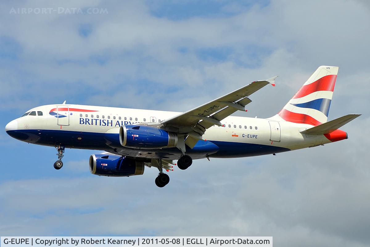 G-EUPE, 2000 Airbus A319-131 C/N 1193, On approach for r/w 27L