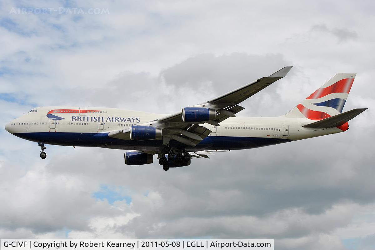 G-CIVF, 1995 Boeing 747-436 C/N 25434, On approach for r/w 27L