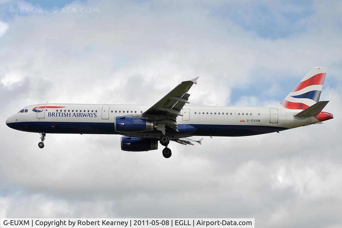 G-EUXM, 2007 Airbus A321-231 C/N 3290, On approach to r/w 27L