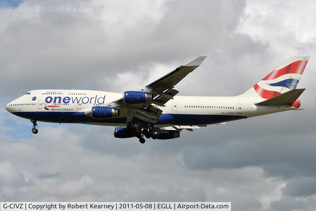 G-CIVZ, 1998 Boeing 747-436 C/N 28854, On approach to r/w 27L