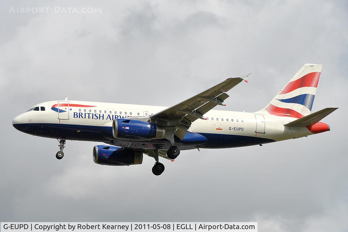 G-EUPD, 1999 Airbus A319-131 C/N 1142, On approach to r/w 27L