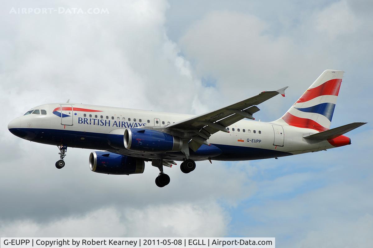 G-EUPP, 2000 Airbus A319-131 C/N 1295, On approach to r/w 27L