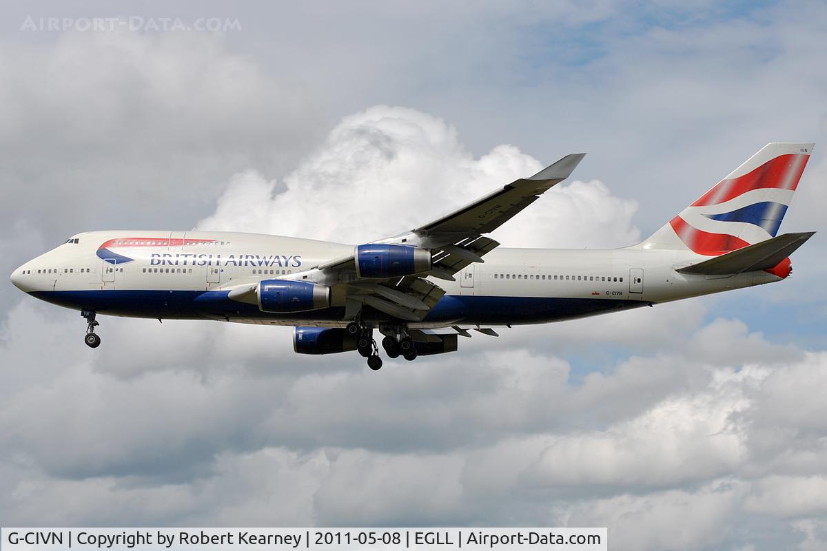 G-CIVN, 1997 Boeing 747-436 C/N 28848, On approach to r/w 27L
