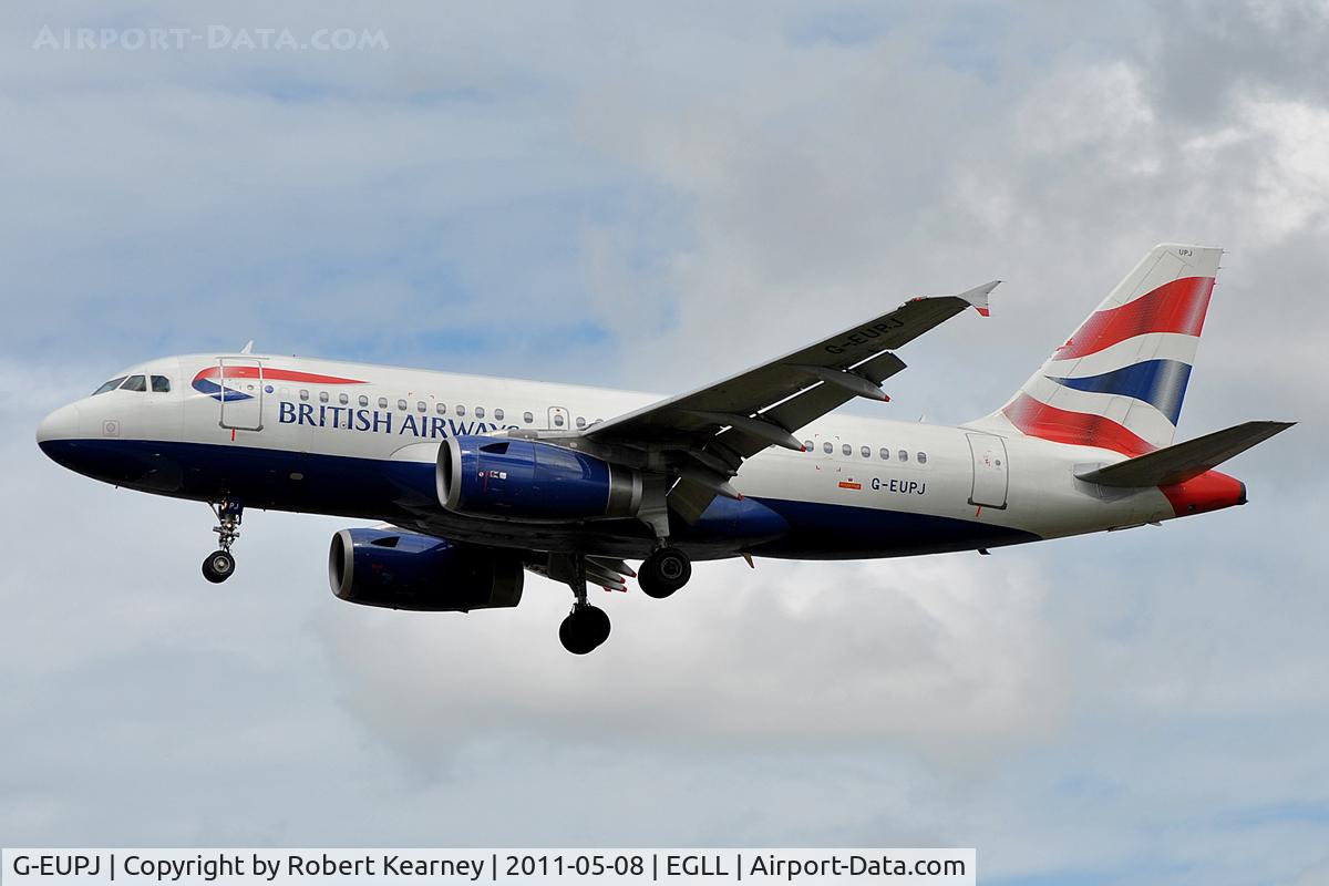 G-EUPJ, 2000 Airbus A319-131 C/N 1232, On approach to r/w 27L