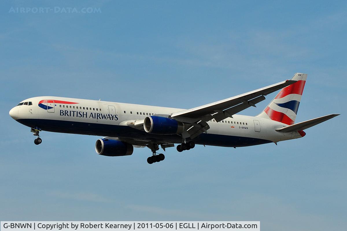 G-BNWN, 1991 Boeing 767-336 C/N 25444, On approach to r/w 27R
