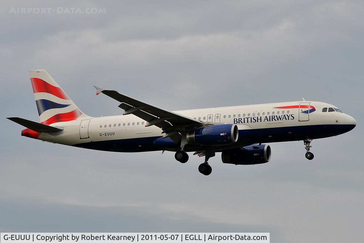 G-EUUU, 2008 Airbus A320-232 C/N 3351, On approach to r/w 09L