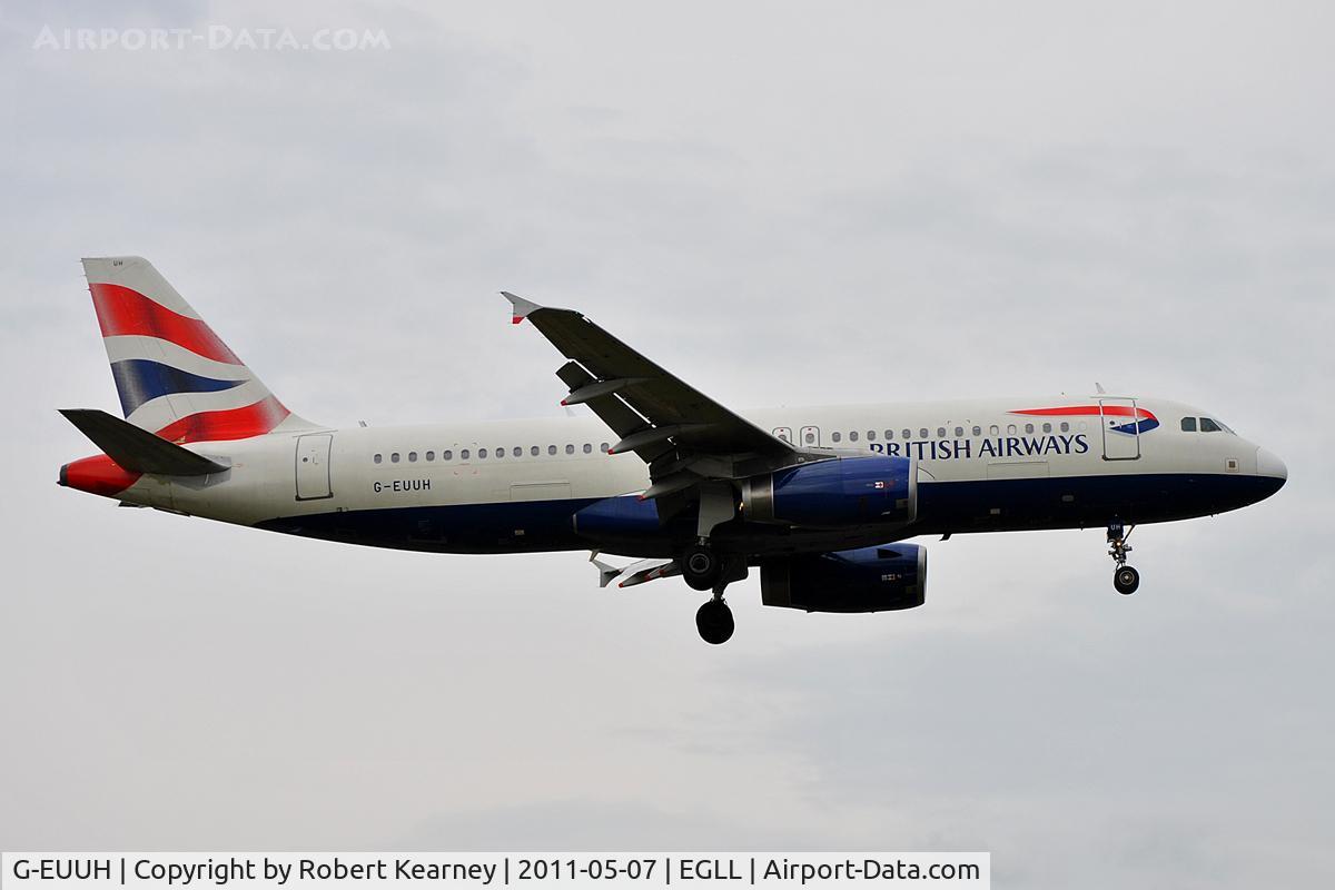 G-EUUH, 2002 Airbus A320-232 C/N 1665, On approach to r/w 09L