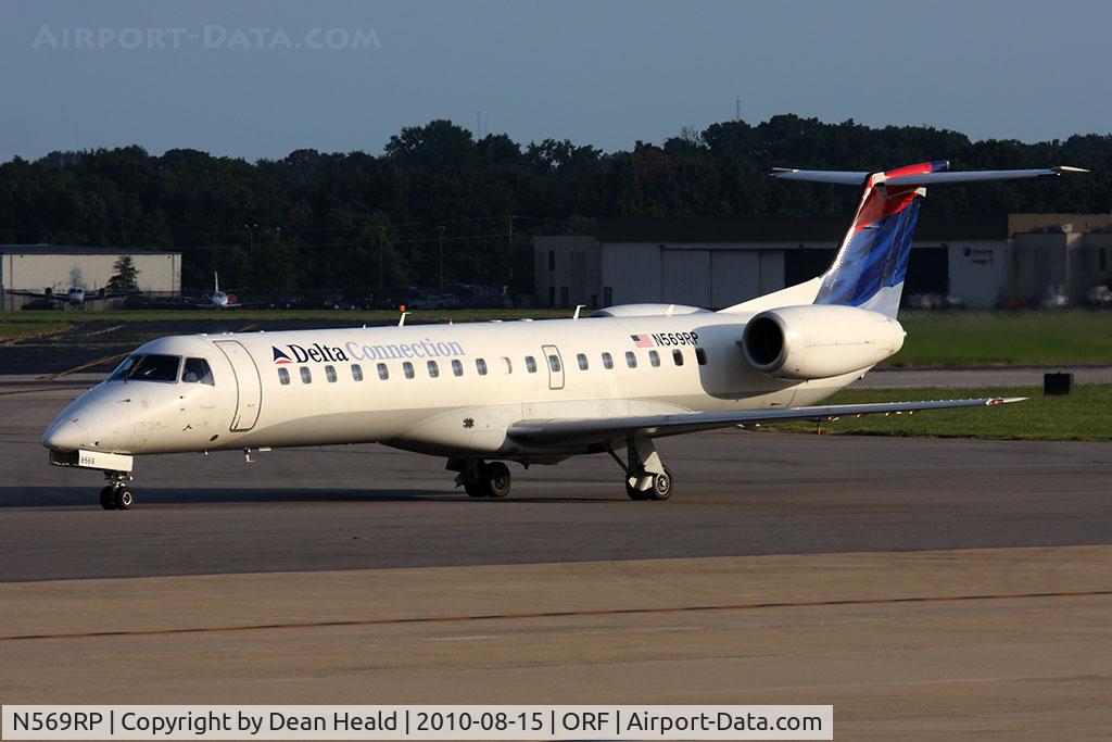 N569RP, 2004 Embraer ERJ-145LR (EMB-145LR) C/N 14500816, Delta Connection (Chautauqua Airlines) N569RP taxiing to RWY 23 for departure.