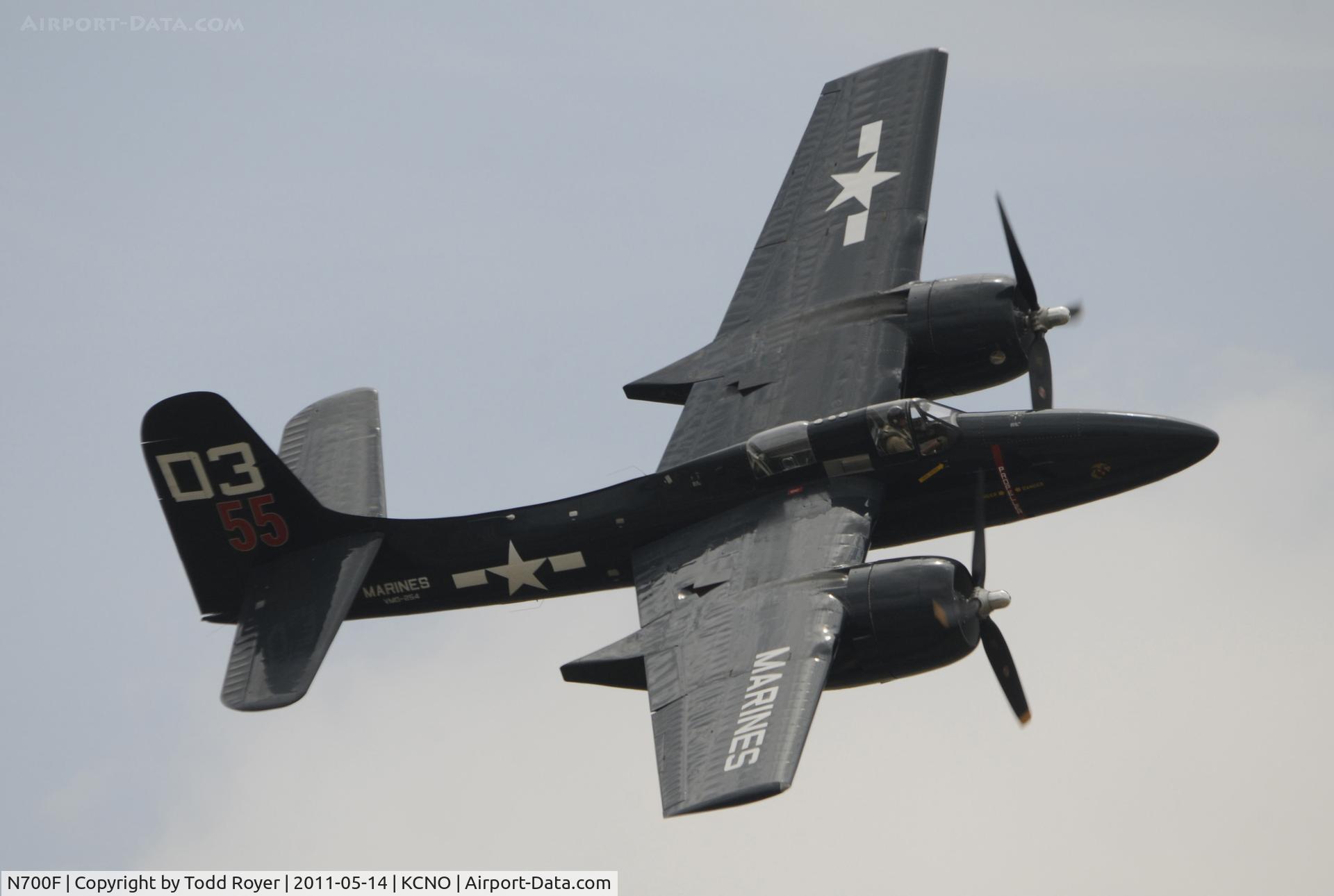 N700F, 1945 Grumman F7F-3 Tigercat C/N C.132, High speed pass at chino
