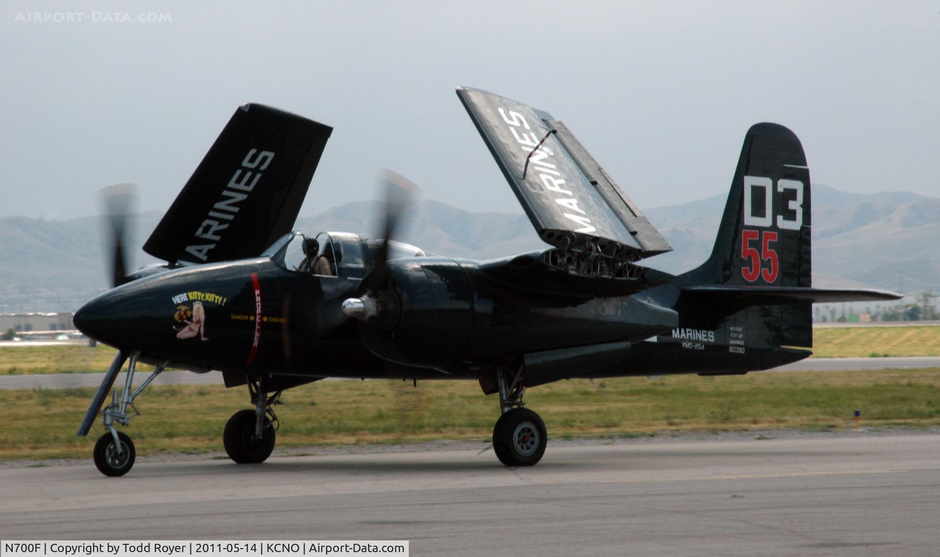 N700F, 1945 Grumman F7F-3 Tigercat C/N C.132, Taxi after flight demo