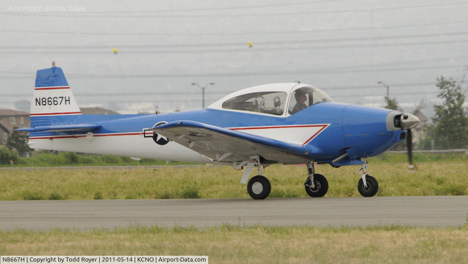 N8667H, 1947 North American Navion C/N NAV-4-667, Arriving at Chino