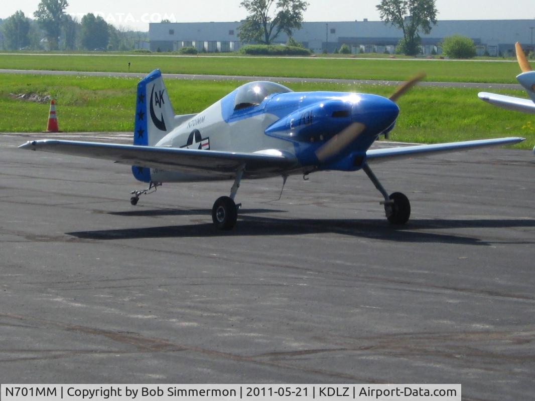 N701MM, Bushby Midget Mustang M-1 C/N M-I-2184, Departing Delaware, Ohio - EAA breakfast fly-in.