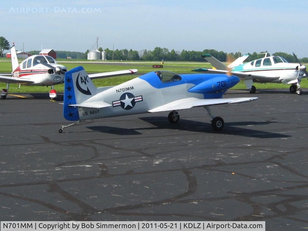 N701MM, Bushby Midget Mustang M-1 C/N M-I-2184, Departing Delaware, Ohio - EAA breakfast fly-in.