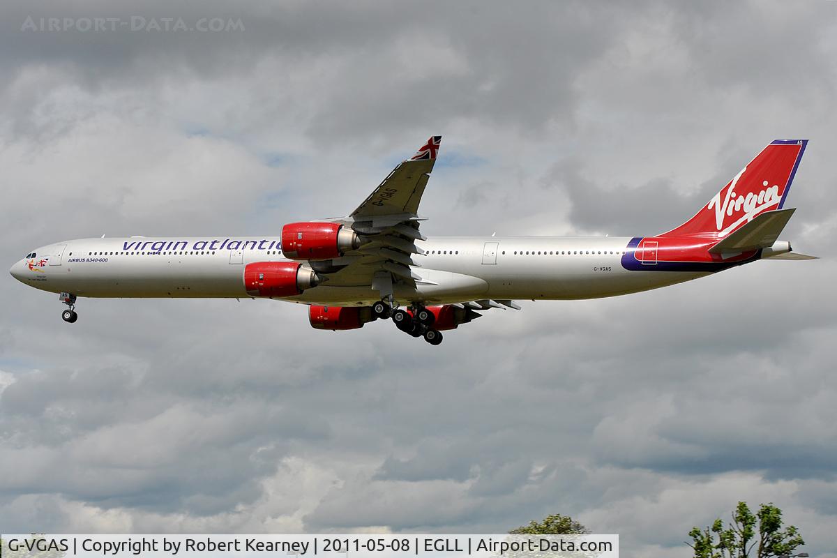 G-VGAS, 2005 Airbus A340-642 C/N 639, Approaching r/w 27L