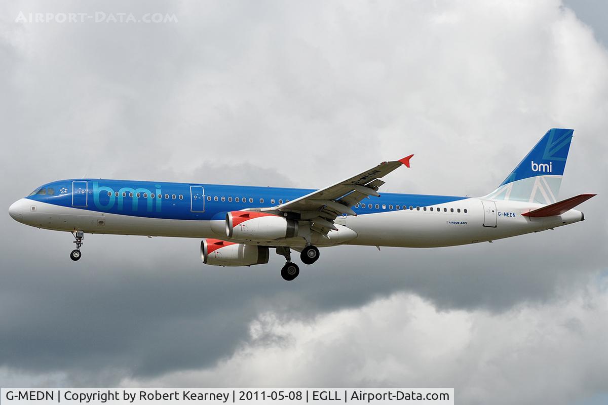 G-MEDN, 2008 Airbus A321-231 C/N 3512, Approaching r/w 27L
