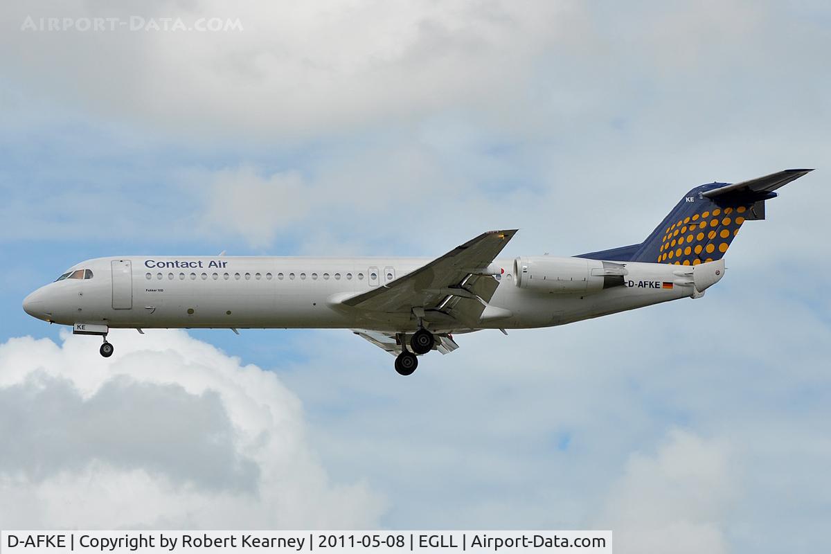 D-AFKE, 1995 Fokker 100 (F-28-0100) C/N 11505, Approaching r/w 27L