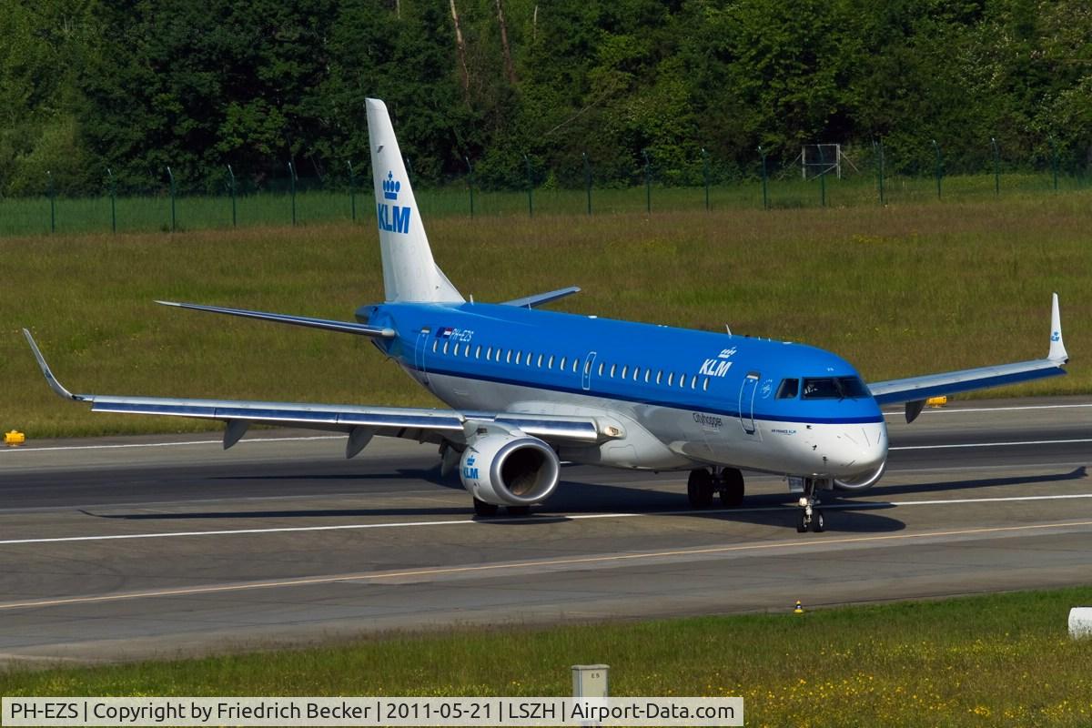 PH-EZS, 2010 Embraer 190LR (ERJ-190-100LR) C/N 19000380, leaving the runway