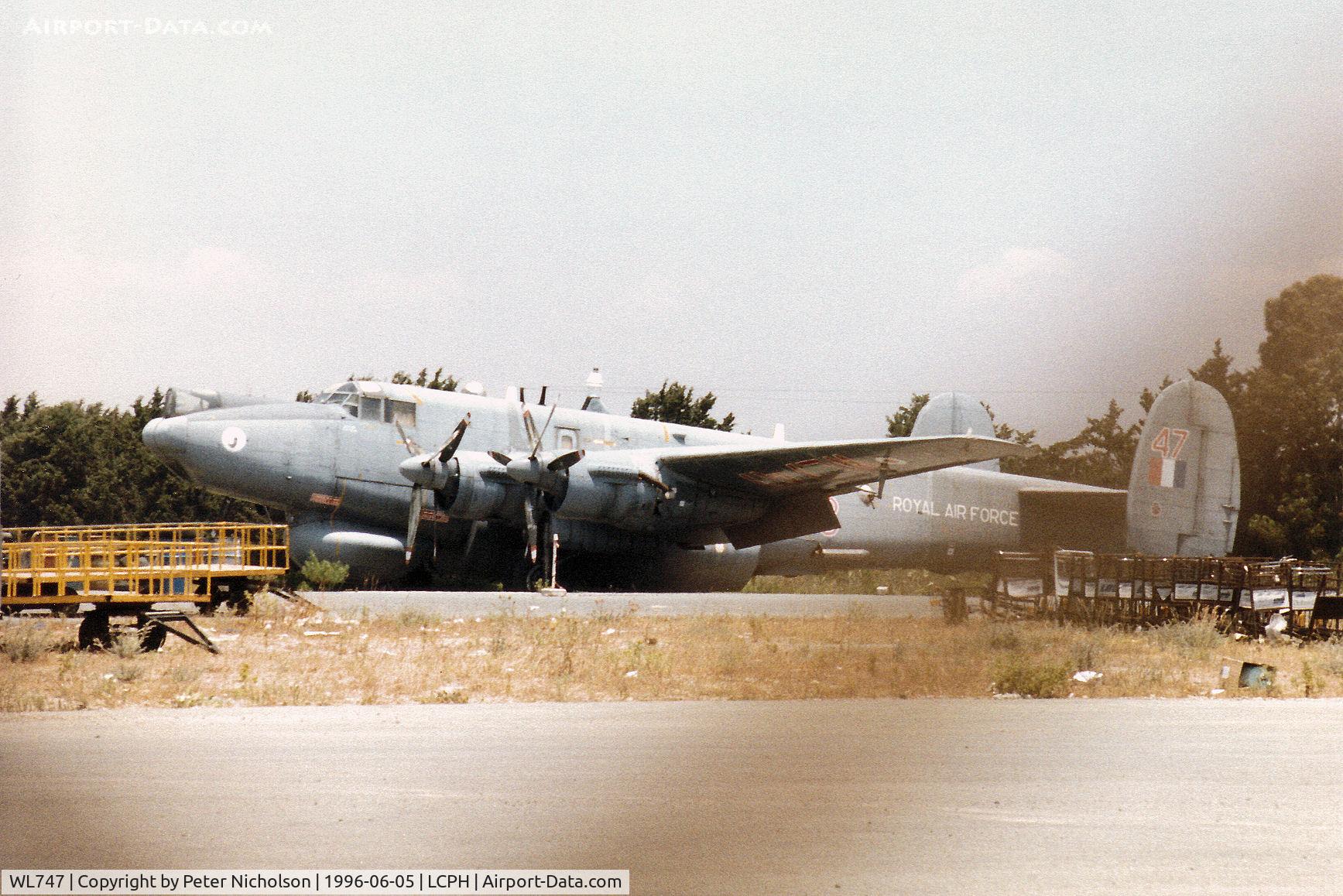 WL747, Avro 716 Shackleton AEW.2 C/N R3/696/239005, Shackleton AEW.2 formerly of 8 Squadron languishing at Paphos in the Summer of 1996.