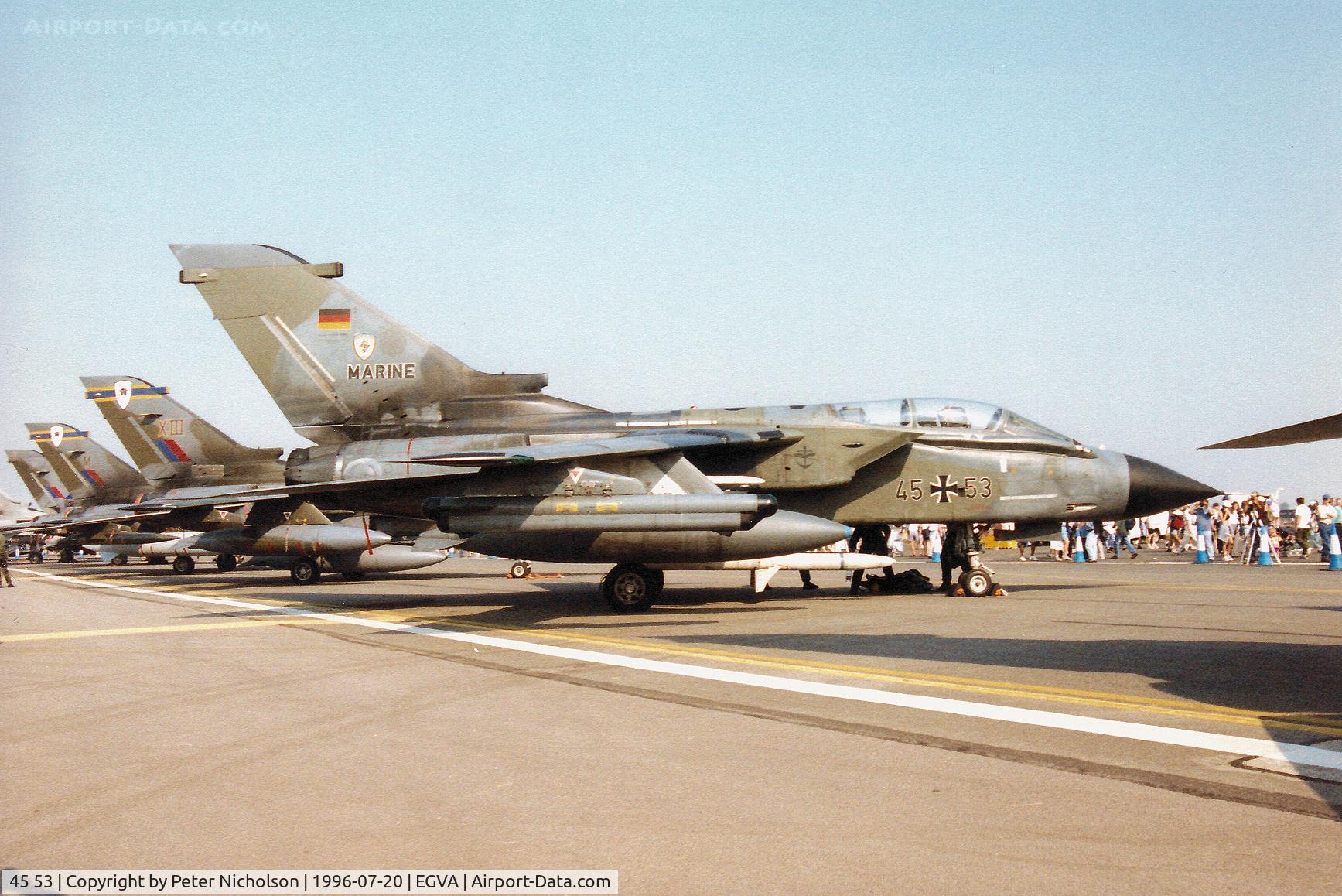 45 53, Panavia Tornado IDS C/N 637/GS201/4253, Tornado IDS of German Marinefleiger MFG-2 on display at the 1996 Royal Intnl Air Tattoo at RAF Fairford.