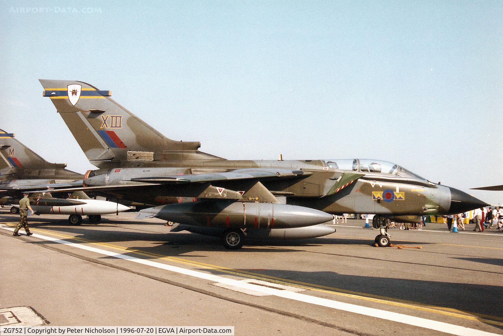 ZG752, 1991 Panavia Tornado GR.1T C/N 868/BT052/3424, Tornado GR.1T of 13 Squadron at RAF Marham on display at the 1996 Royal Intnl Air Tattoo at RAF Fairford.