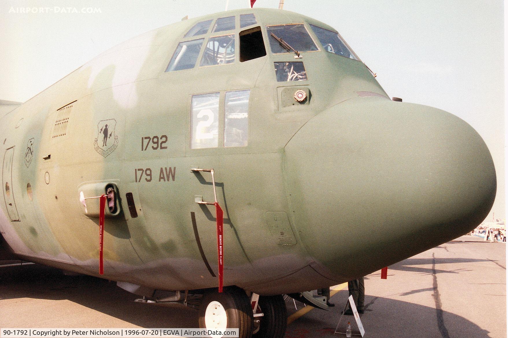 90-1792, 1991 Lockheed C-130H Hercules C/N 382-5245, Another view of the Ohio ANG C-130H Hercules named Spirit of Ontario on display at the 1996 Royal Intnl Air Tattoo at RAF Fairford.