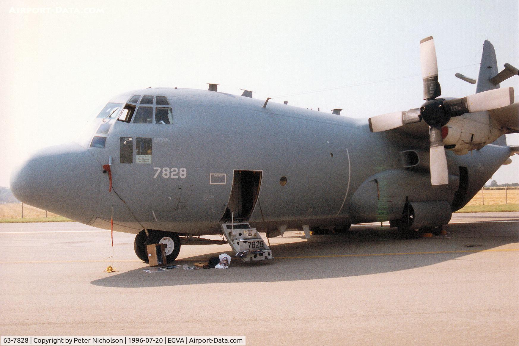 63-7828, 1963 Lockheed EC-130E Hercules C/N 382-3896, Another view of the Pennsylvania Air National Guard's EC-130E Hercules on display at the 1996 Royal Intnl Air Tattoo at RAF Fairford.