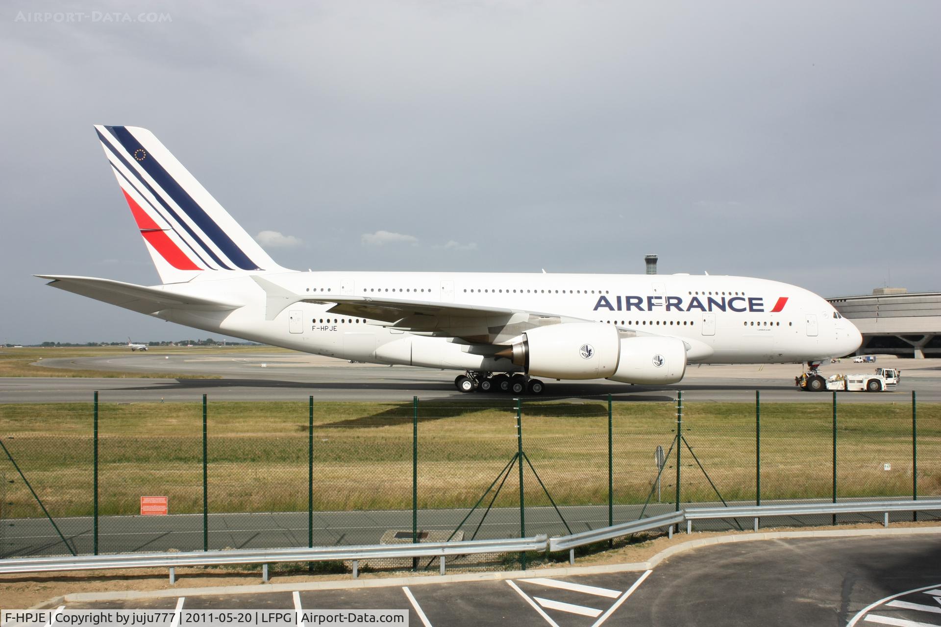F-HPJE, 2010 Airbus A380-861 C/N 052, on towing