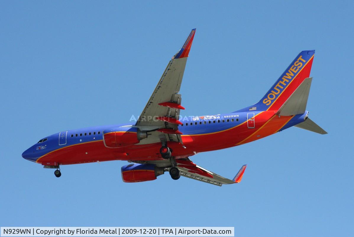 N929WN, 2008 Boeing 737-7H4 C/N 36631, Southwest 737