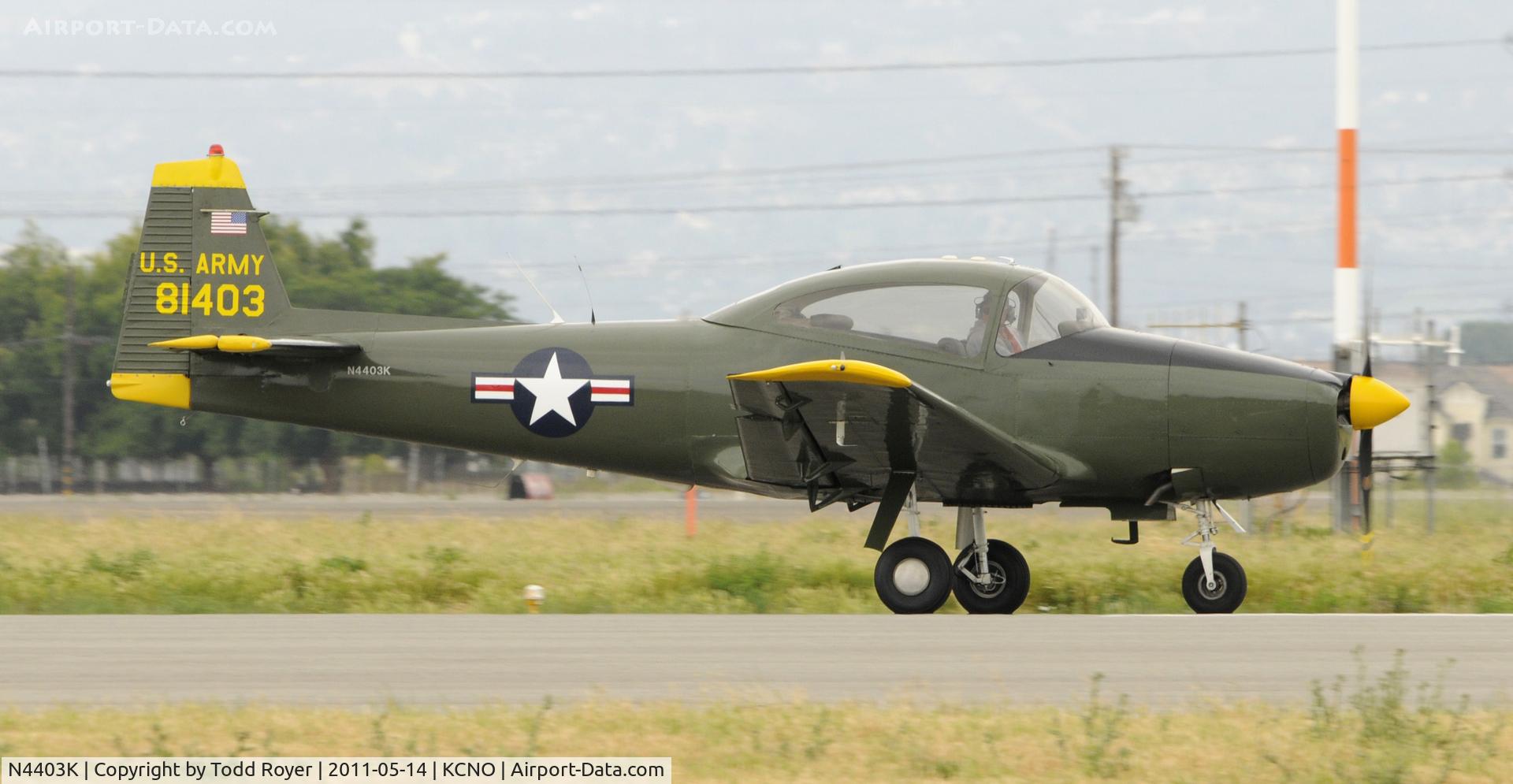 N4403K, 1948 Ryan Navion C/N NAV-4-1403, Landing at Chino