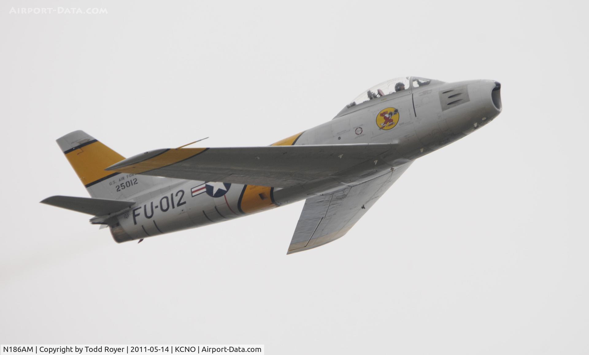 N186AM, 1952 North American F-86F Sabre C/N 191-708, On flight display at Chino