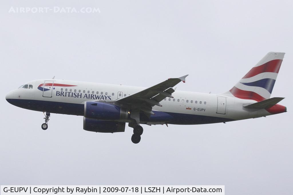 G-EUPV, 2001 Airbus A319-131 C/N 1423, morning arrival with bad weather