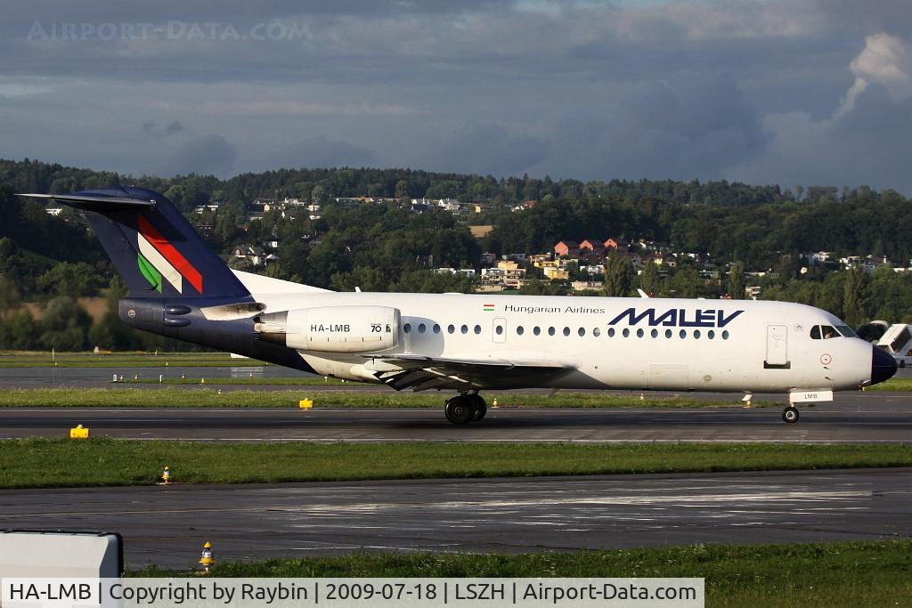 HA-LMB, 1996 Fokker 70 (F-28-0070) C/N 11565, Evening arrival, look at the sky behind. All the day long heavy showers and thunderstorms alternating with short periods of sunshine