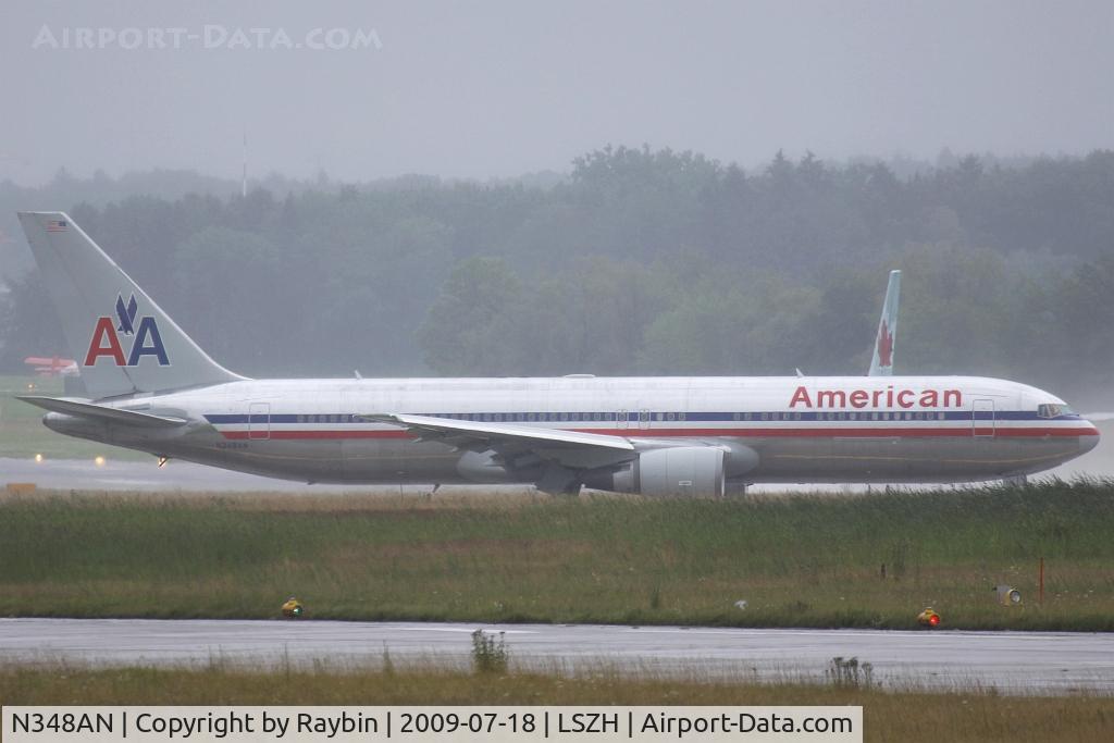 N348AN, 2003 Boeing 767-323/ER C/N 33087, waiting for his turn on rwy 18